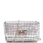 Silver Mirror Chain Clutch Bag