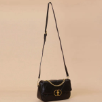 Black Quilted Chain Crossbody Bag for Women