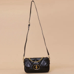 Black Quilted Chain Crossbody Bag for Women