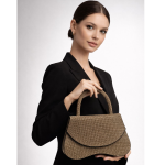 Gold Crystal Embellished Party Handbag for Women